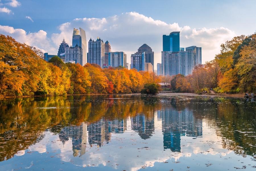 Piedmont Park in Atlanta during the fall